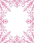Fuchsia Faux Floral Corner Swirls Rug