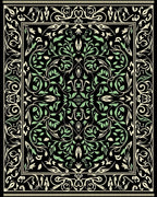 Cream Green Floral Vine Area Rug