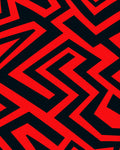 Bold Red Black Geometric Maze Rug