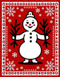 Festive Red Snowman Snowflake Border Rug