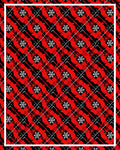Red Black Geometric Floral Tiling Rug