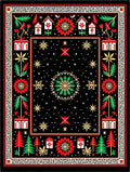 Black Red Green Festive Folk Art Rug