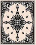 Black Cream Floral Sunburst Medallion Rug