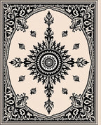 Black Cream Floral Sunburst Medallion Rug