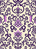 Ornate Purple Floral Scrollwork Rug