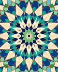 Blue Green Cream Geometric Medallion Rug