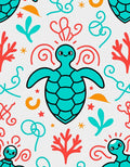 Whimsical Aqua Turtle Coral Garden Rug