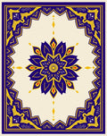 Royal Blue Yellow Floral Mandala Rug