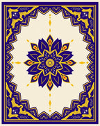Royal Blue Yellow Floral Mandala Rug
