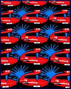 Modern Red Blue Abstract Vehicle Rug