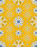 Yellow Blue White Snowflake Medallion Rug