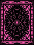 Radiant Pink Black Floral Medallion Rug