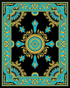 Black and Teal Floral Medallion Rug