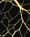 Gold Vein Black Organic Network Rug