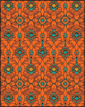 Orange Turquoise Geometric Medallion Rug