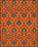 Orange Turquoise Geometric Medallion Rug
