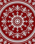 Dazzling Red White Floral Mandala Rug