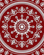 Dazzling Red White Floral Mandala Rug