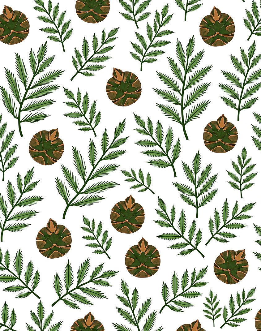 Green Pine Cone Foliage Repeat Rug