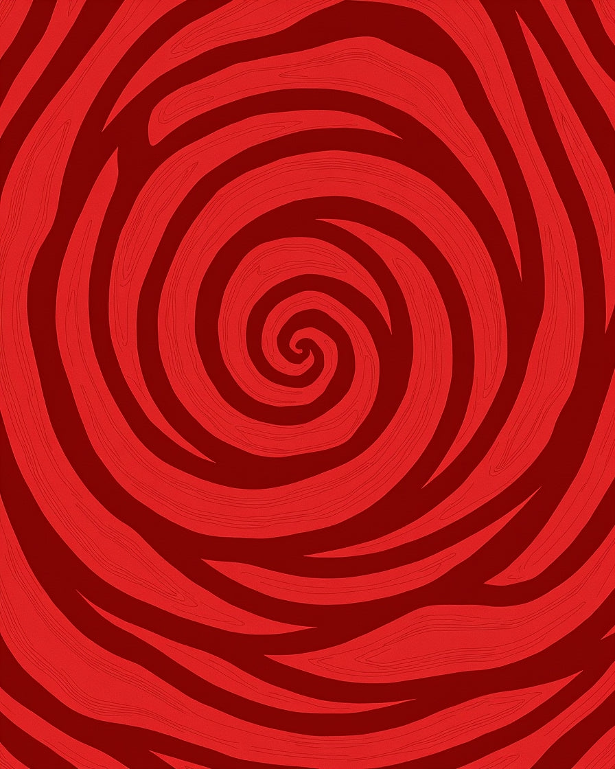 Crimson Red Swirling Wood Grain Rug