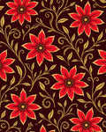 Crimson Floral Swirl Medallion Rug
