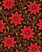 Crimson Floral Swirl Medallion Rug
