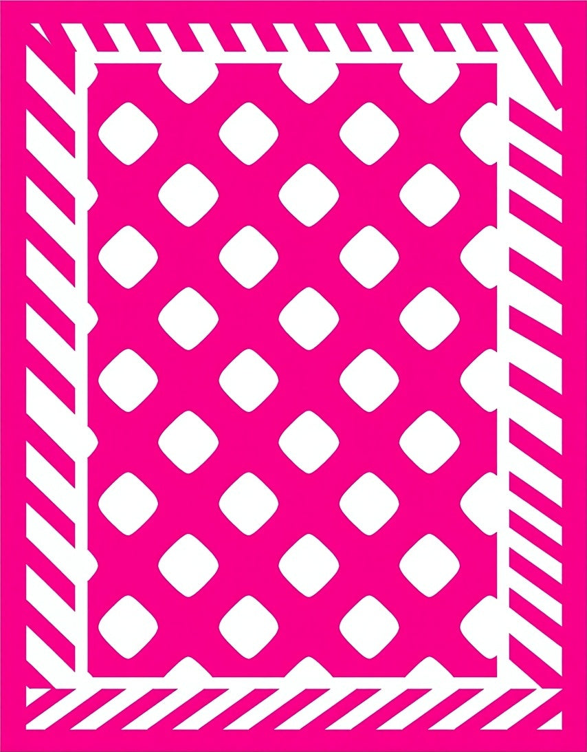 Hot Pink Geometric Lattice Diagonal Stripe Rug