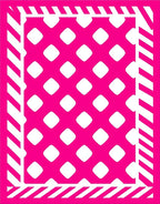Hot Pink Geometric Lattice Diagonal Stripe Rug
