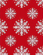 Crimson White Snowflake Repeat Rug