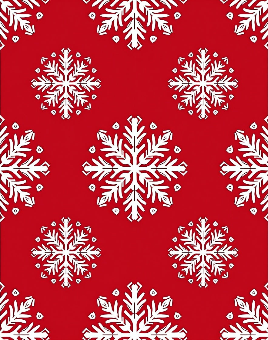 Crimson White Snowflake Repeat Rug
