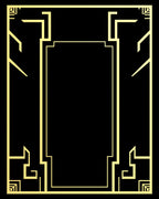 Elegant Gold Rectangular Art Deco Frame Rug