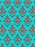 Turquoise Brown Floral Medallion Arrangement Rug