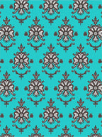 Turquoise Brown Floral Medallion Arrangement Rug