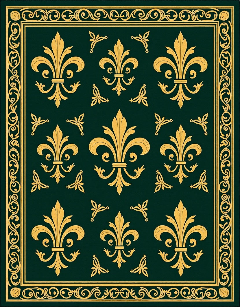 Grand Fleur-de-Lis Emerald Garden Rug