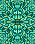 Deep Teal Emerald Swirls Medallion Rug