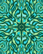 Deep Teal Emerald Swirls Medallion Rug