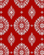 Crimson White Snowflake Medallion Rug