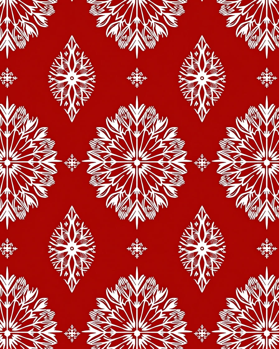 Crimson White Snowflake Medallion Rug