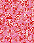 Whimsical Red Swirls Pink Background Rug