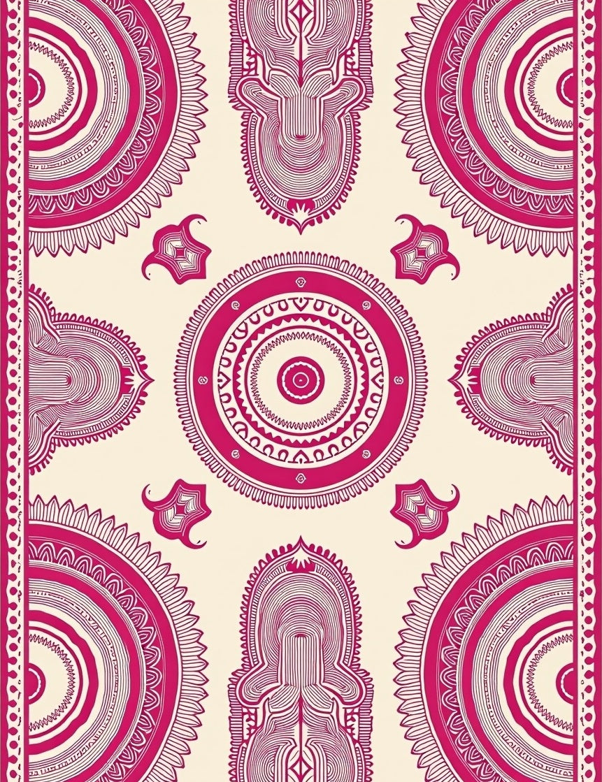 Crimson Mandala Concentric Medallion Rug