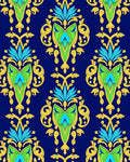 Ornate Blue Green Yellow Floral Medallions Rug