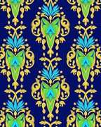 Ornate Blue Green Yellow Floral Medallions Rug