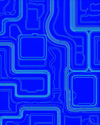 Geometric Circuits Blue Outline Rug