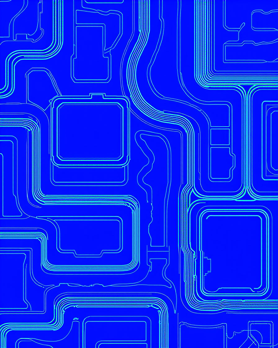 Geometric Circuits Blue Outline Rug