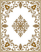Ornate Gold Floral Scrollwork Square Rug