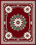 Deep Red Floral Medallion Scroll Rug