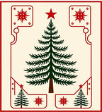 Festive Red Pine Tree Quilt Rug