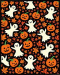Spooky Ghost Pumpkin Autumn Leaves Rug