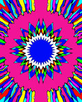 Radiant Pink Starburst with Multi-color Rays Rug