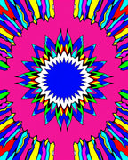 Radiant Pink Starburst with Multi-color Rays Rug